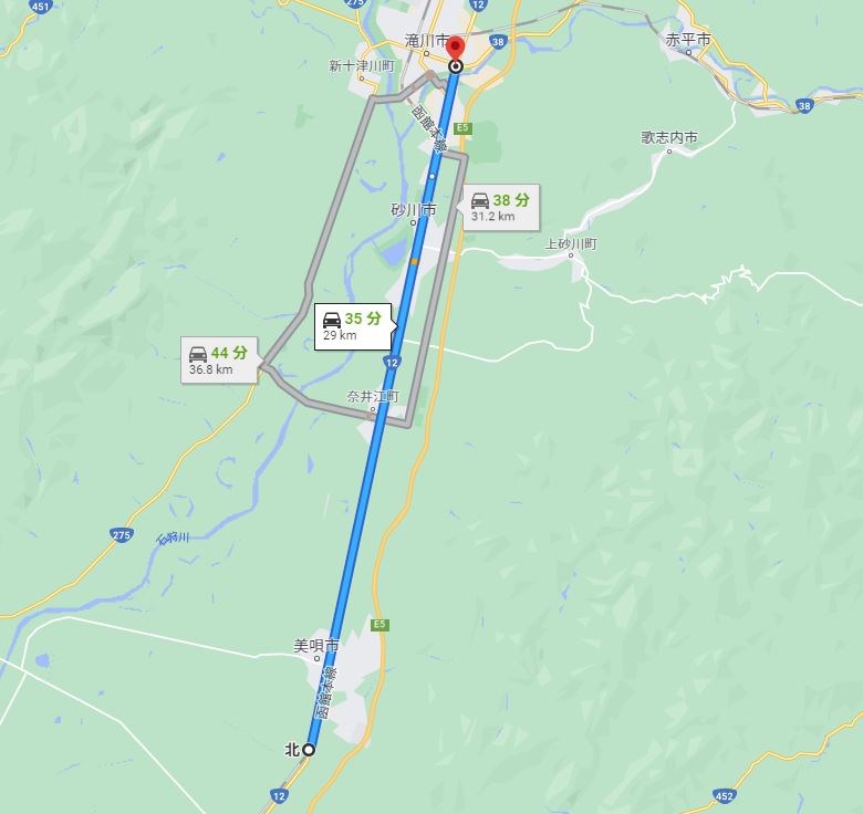 日本一長い直線道路　国道１２号線 グーグルマップ